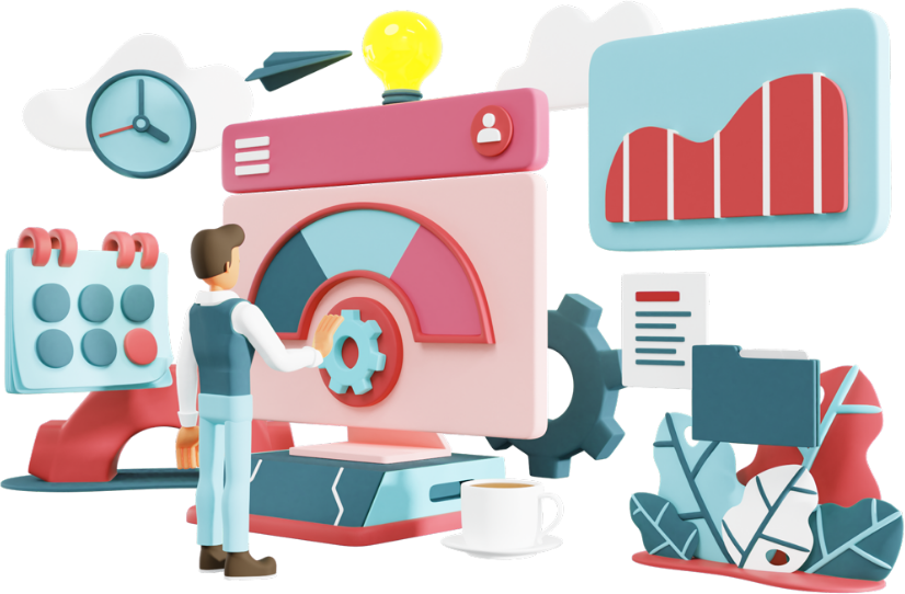 illustration 3D homme workspace